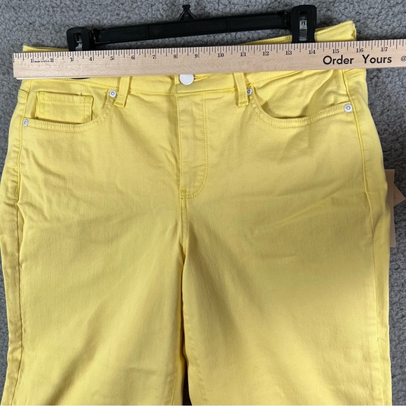 NYDJ Womens Wide Leg Denim Capri Size 8 Yellow Raw Hem Lift Tuck Technology New - Picture 6 of 10